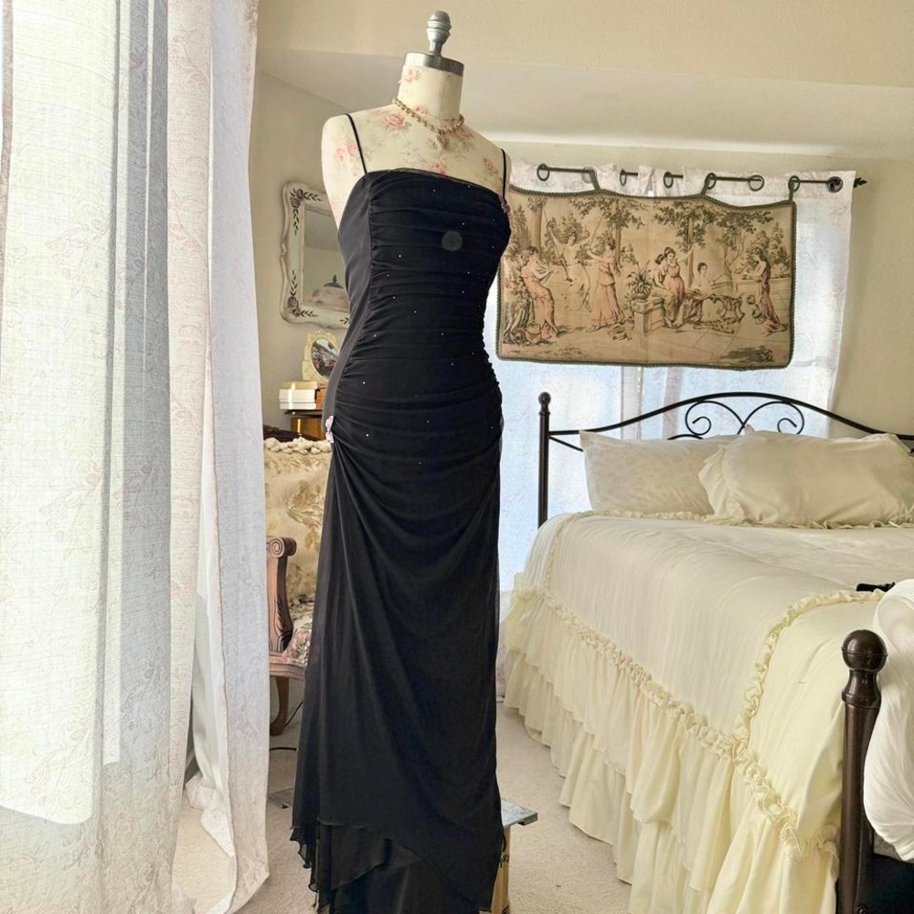 y2k black fairy sparkly prom dress